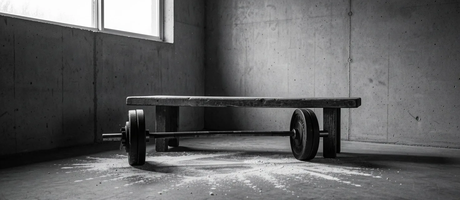Espace d'entraînement minimaliste avec barre de fer