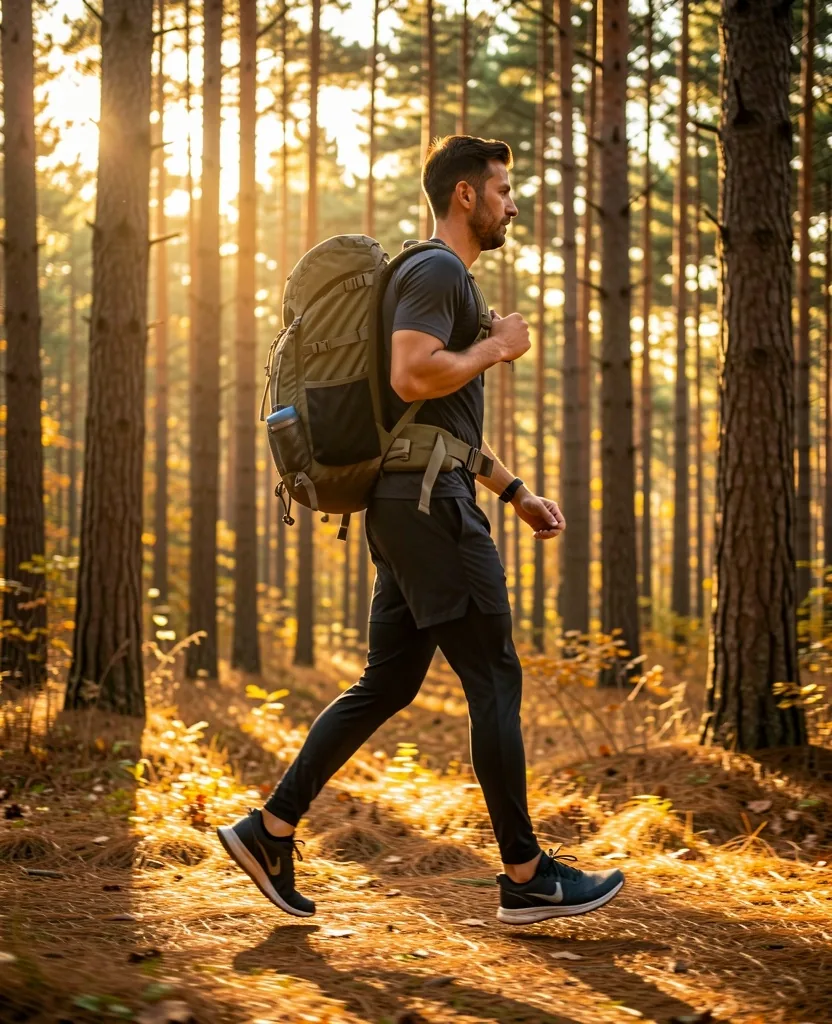Marche active en forêt automnale