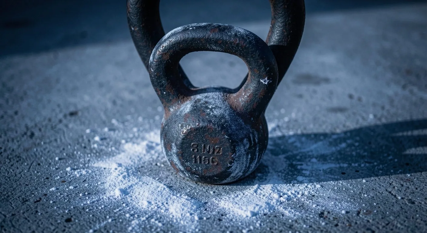 Kettlebell sur béton à l'aube